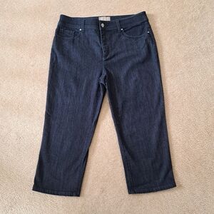Chico's Dark Blue Denim Capris Chicos Size 0.5  Women's 6 Stretch Cropped Casual
